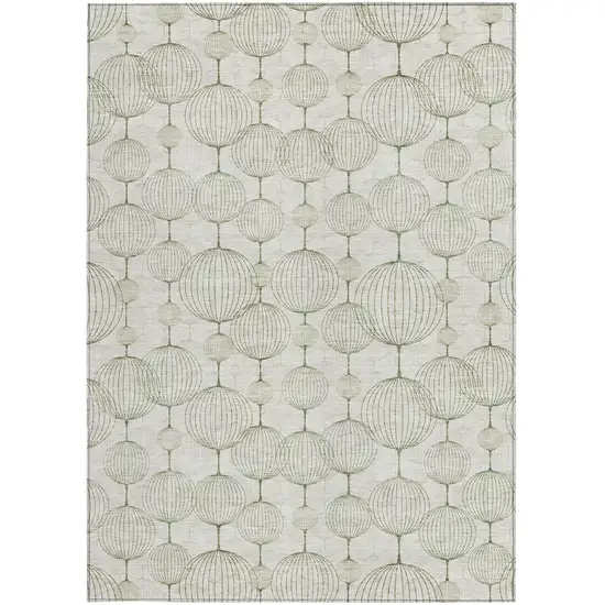 Green And Beige Geometric Washable Indoor Outdoor Area Rug Photo 6
