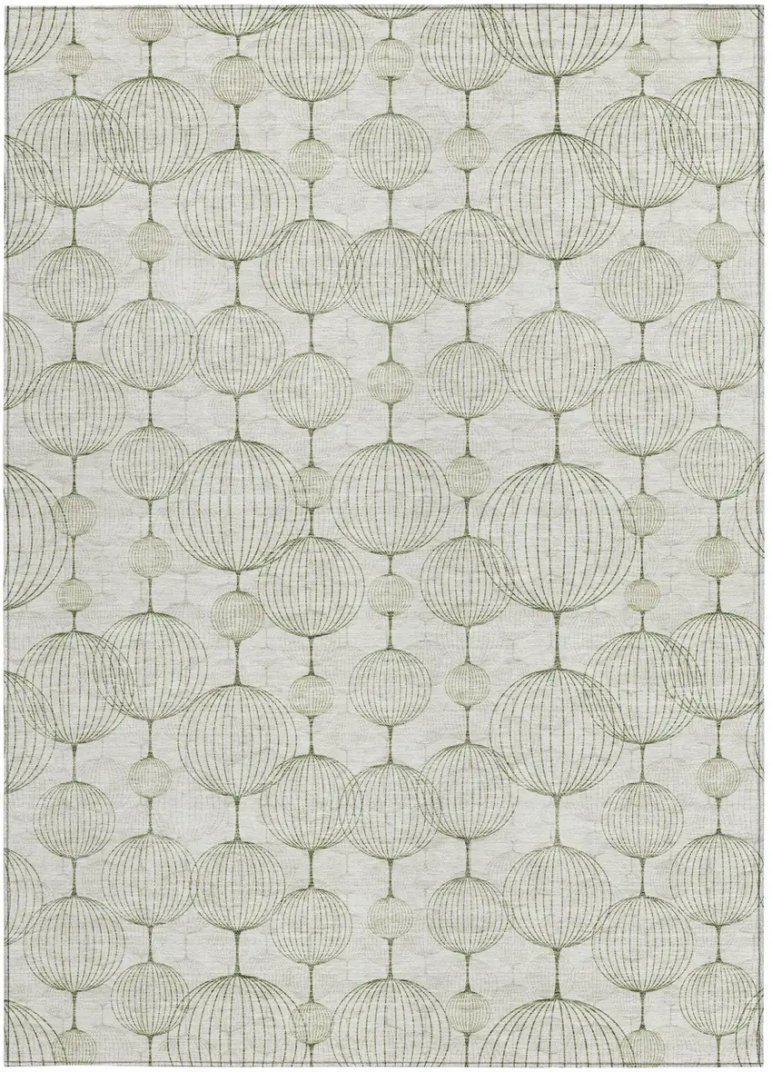 Green And Beige Geometric Washable Indoor Outdoor Area Rug Photo 6