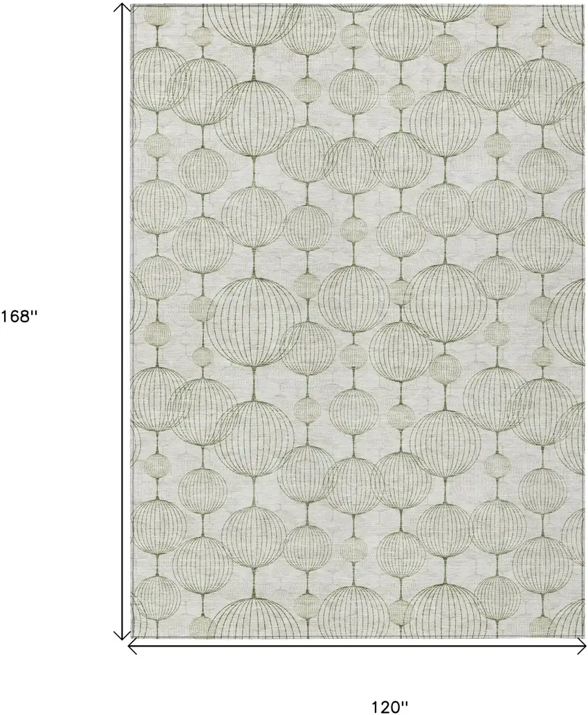 Green And Beige Geometric Washable Indoor Outdoor Area Rug Photo 9