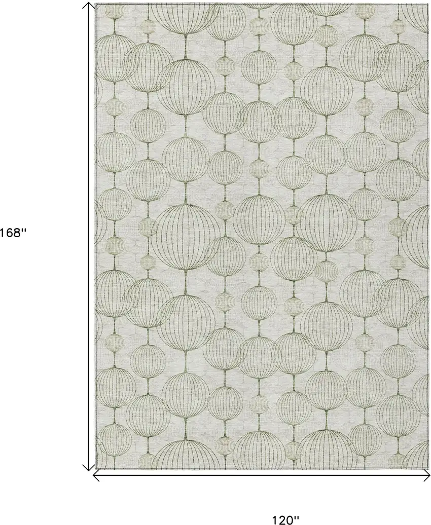 Green And Beige Geometric Washable Indoor Outdoor Area Rug Photo 9