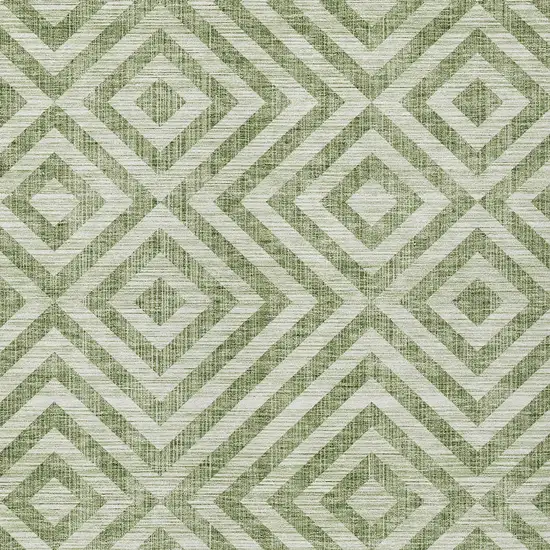 Green And Beige Geometric Washable Indoor Outdoor Area Rug Photo 4