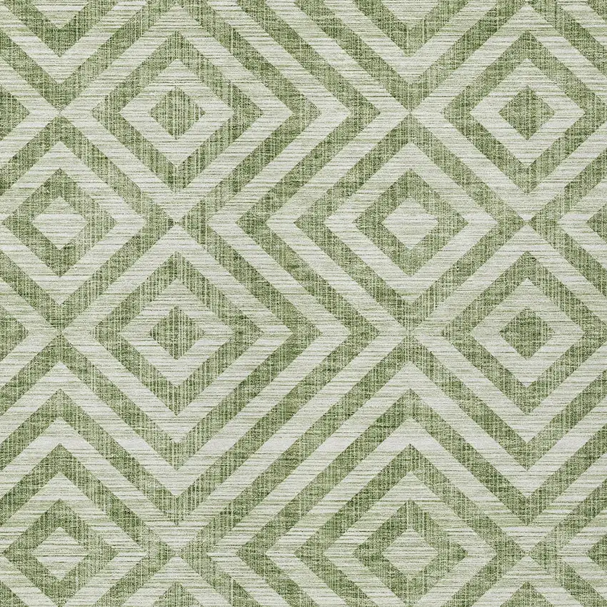Green And Beige Geometric Washable Indoor Outdoor Area Rug Photo 4