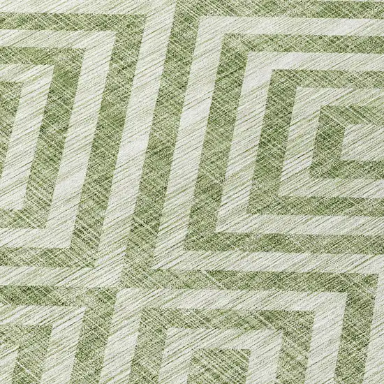 Green And Beige Geometric Washable Indoor Outdoor Area Rug Photo 5