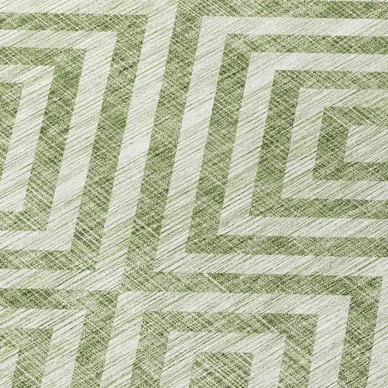 Green And Beige Geometric Washable Indoor Outdoor Area Rug Photo 5