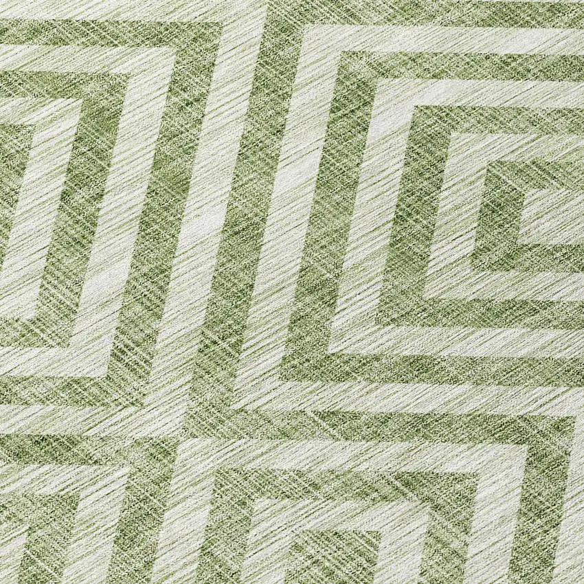 Green And Beige Geometric Washable Indoor Outdoor Area Rug Photo 5