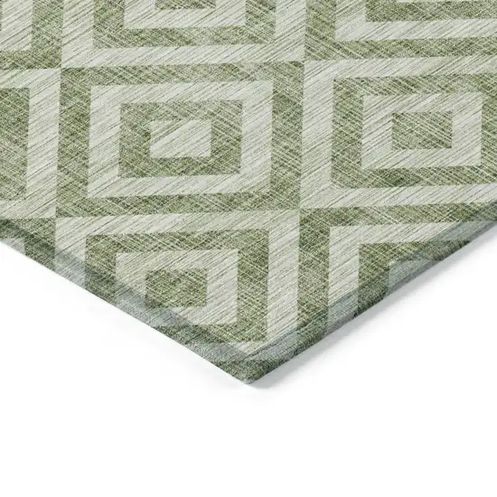 Green And Beige Geometric Washable Indoor Outdoor Area Rug Photo 3