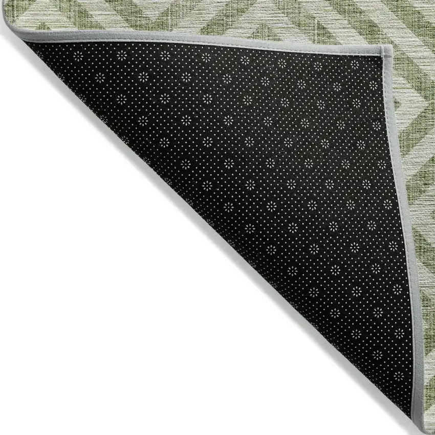 Green And Beige Geometric Washable Indoor Outdoor Area Rug Photo 2