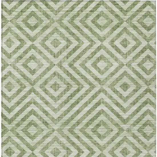 Green And Beige Geometric Washable Indoor Outdoor Area Rug Photo 6