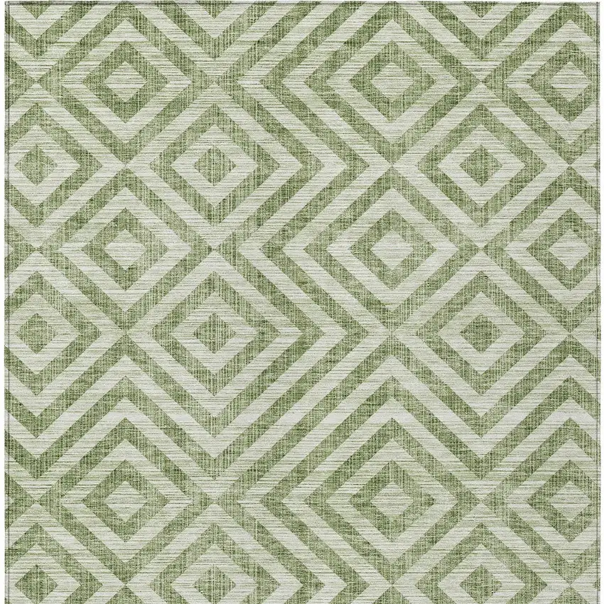 Green And Beige Geometric Washable Indoor Outdoor Area Rug Photo 6