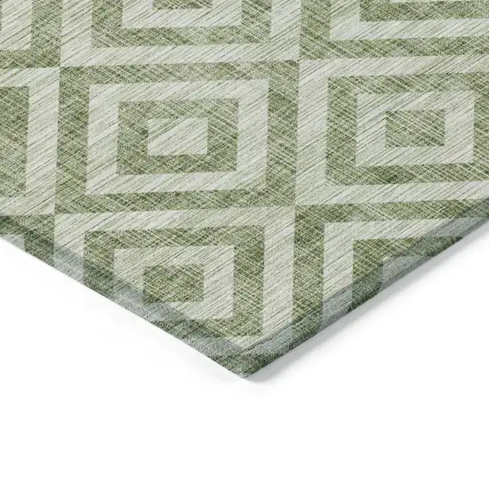 Green And Beige Geometric Washable Indoor Outdoor Area Rug Photo 3