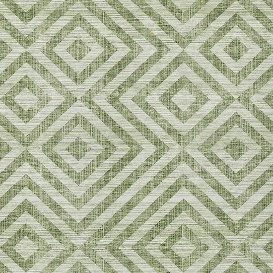Green And Beige Geometric Washable Indoor Outdoor Area Rug Photo 4