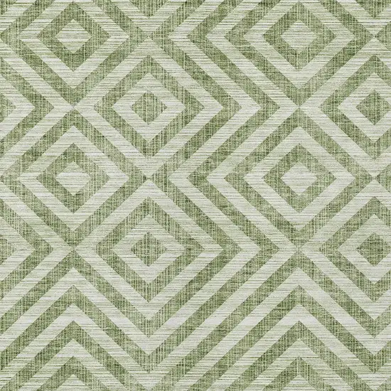 Green And Beige Geometric Washable Indoor Outdoor Area Rug Photo 5