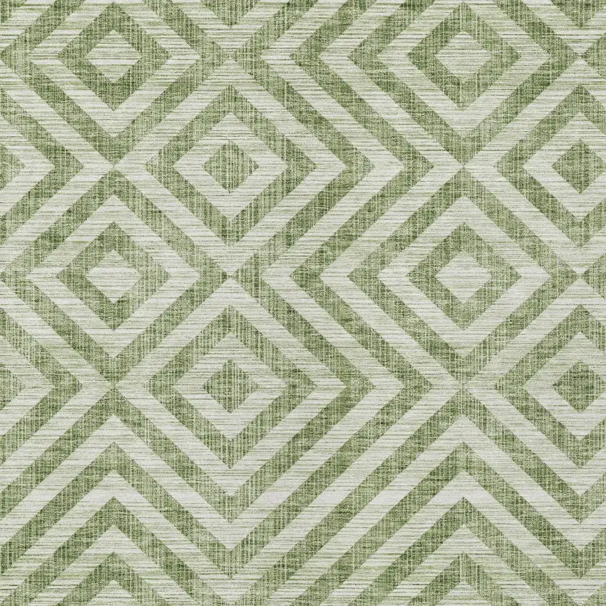 Green And Beige Geometric Washable Indoor Outdoor Area Rug Photo 5