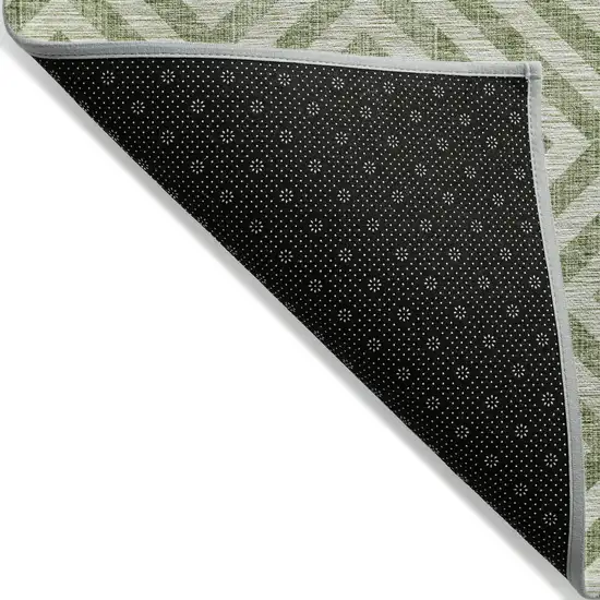 Green And Beige Geometric Washable Indoor Outdoor Area Rug Photo 2