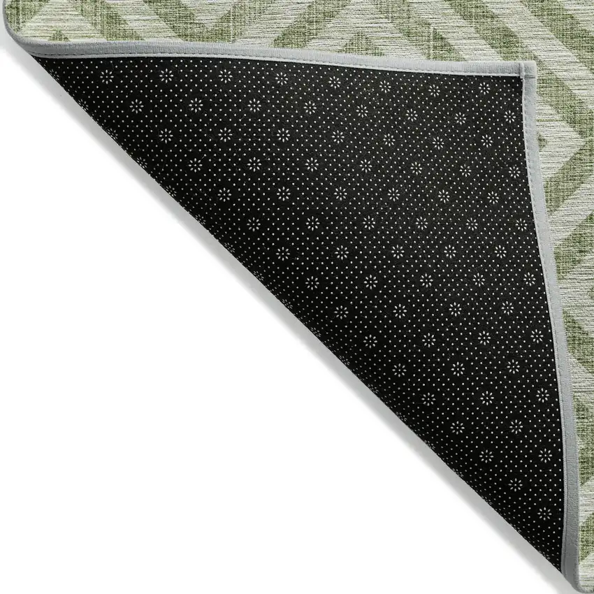 Green And Beige Geometric Washable Indoor Outdoor Area Rug Photo 2