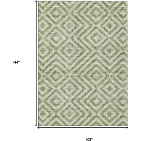 Green And Beige Geometric Washable Indoor Outdoor Area Rug Photo 6