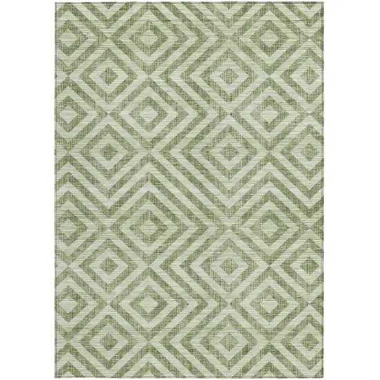 Green And Beige Geometric Washable Indoor Outdoor Area Rug Photo 5