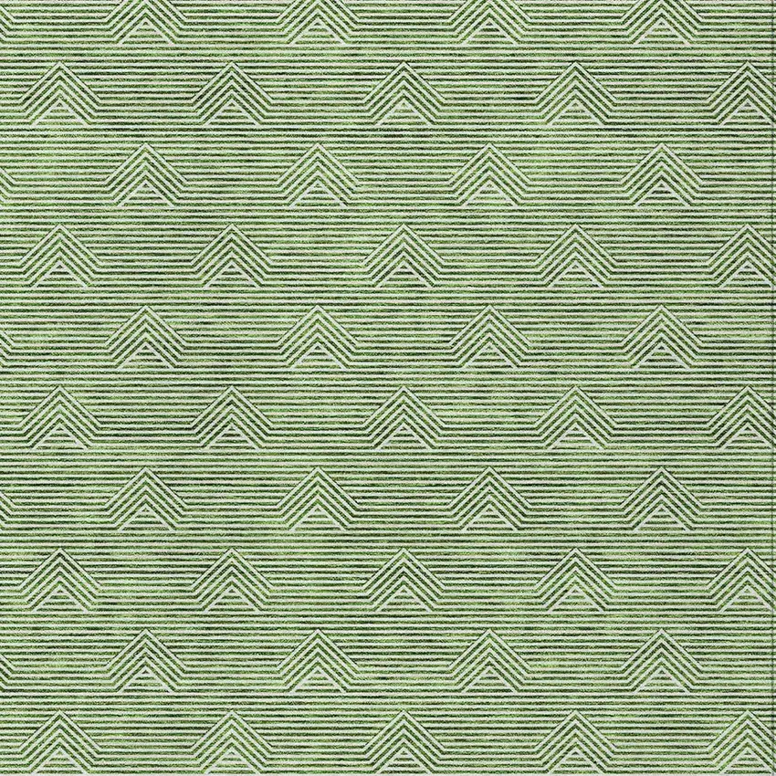 Green And Beige Geometric Washable Indoor Outdoor Area Rug Photo 6