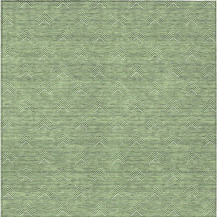 Green And Beige Geometric Washable Indoor Outdoor Area Rug Photo 7