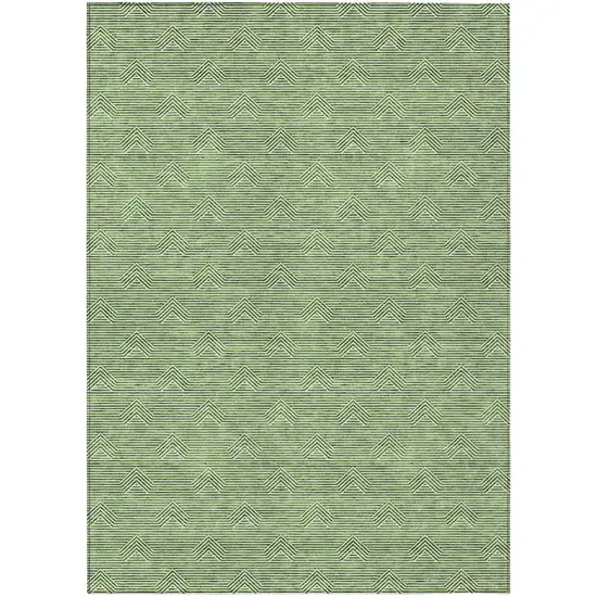 Green And Beige Geometric Washable Indoor Outdoor Area Rug Photo 2