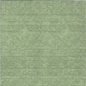 Photo of Green And Beige Geometric Washable Indoor Outdoor Area Rug