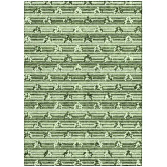 Green And Beige Geometric Washable Indoor Outdoor Area Rug Photo 7