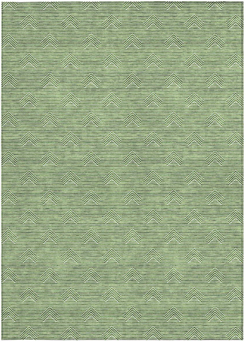 Green And Beige Geometric Washable Indoor Outdoor Area Rug Photo 7