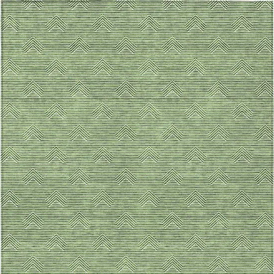 Green And Beige Geometric Washable Indoor Outdoor Area Rug Photo 6