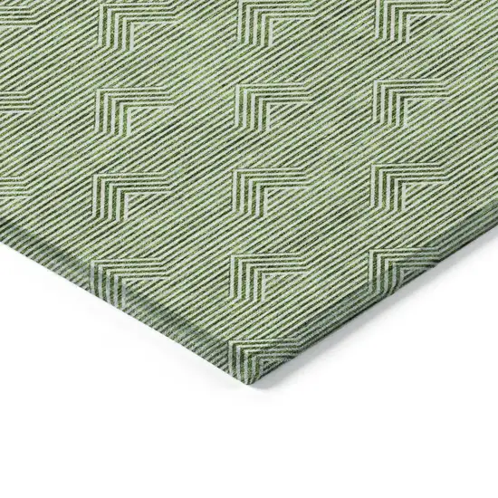 Green And Beige Geometric Washable Indoor Outdoor Area Rug Photo 5