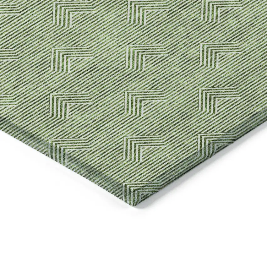Green And Beige Geometric Washable Indoor Outdoor Area Rug Photo 5
