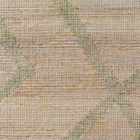 Green And Beige Jute Abstract Hand Woven Area Rug Photo 6