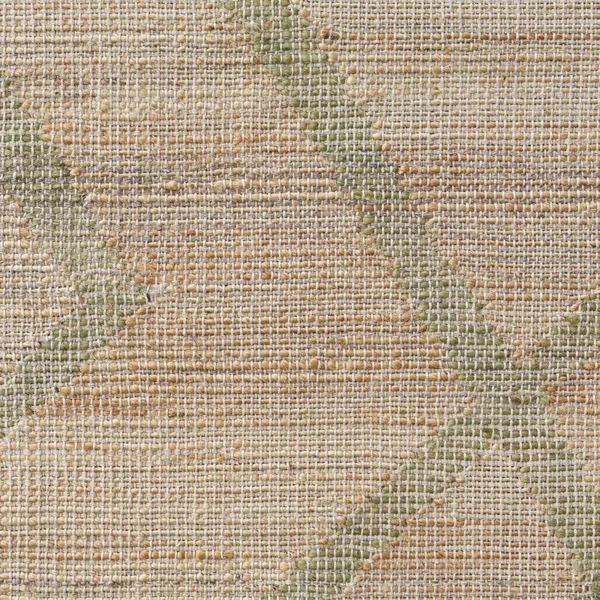 Green And Beige Jute Abstract Hand Woven Area Rug Photo 6