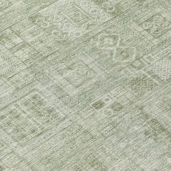 Green And Beige Oriental Washable Indoor Outdoor Area Rug Photo 4