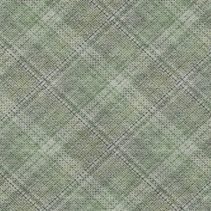 Green And Beige Plaid Washable Indoor Outdoor Area Rug Photo 6