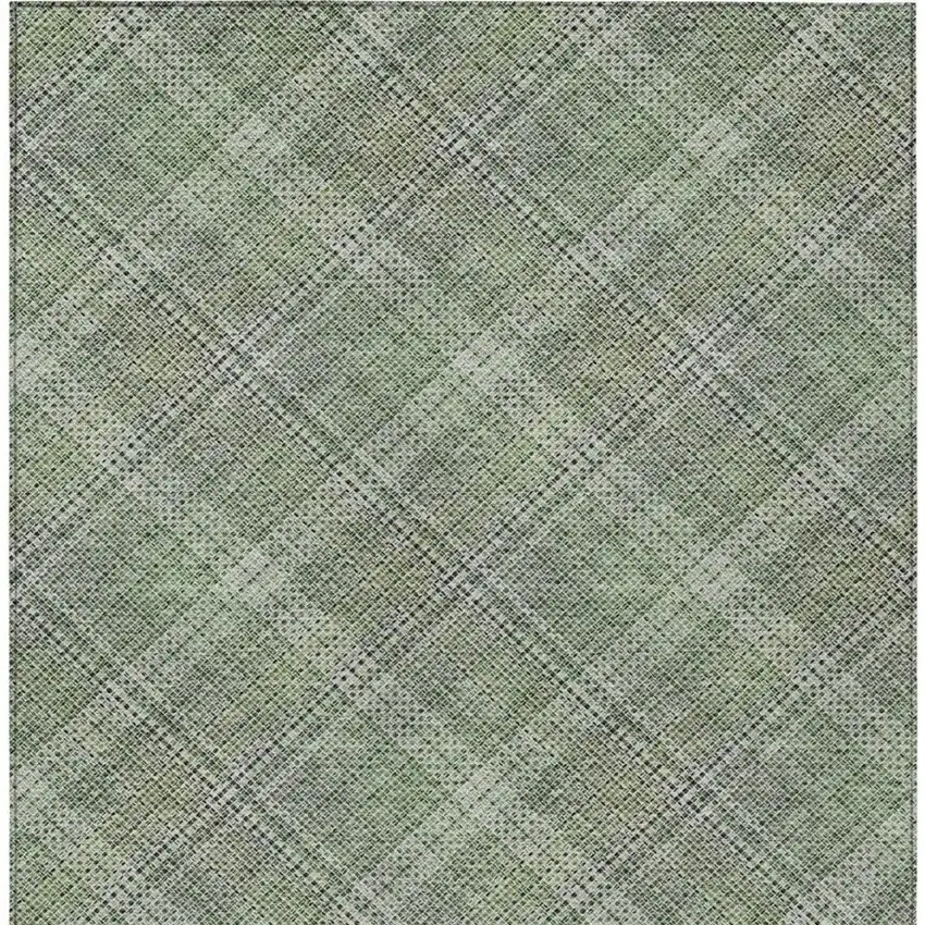 Green And Beige Plaid Washable Indoor Outdoor Area Rug Photo 7