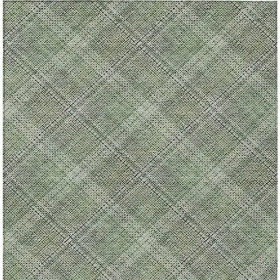 Green And Beige Plaid Washable Indoor Outdoor Area Rug Photo 7