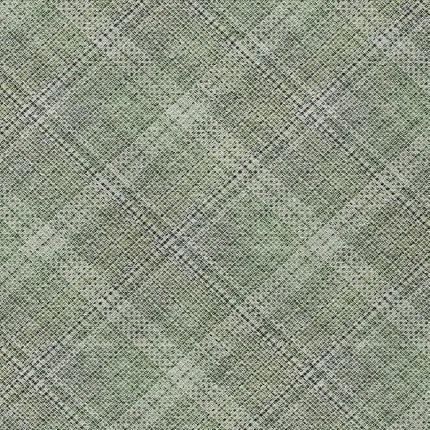 Green And Beige Plaid Washable Indoor Outdoor Area Rug Photo 1
