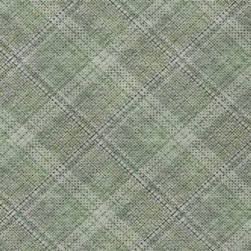 Green And Beige Plaid Washable Indoor Outdoor Area Rug Photo 8