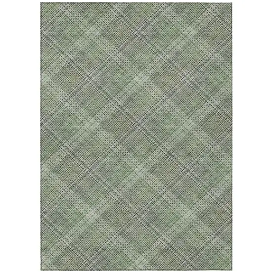 Green And Beige Plaid Washable Indoor Outdoor Area Rug Photo 3