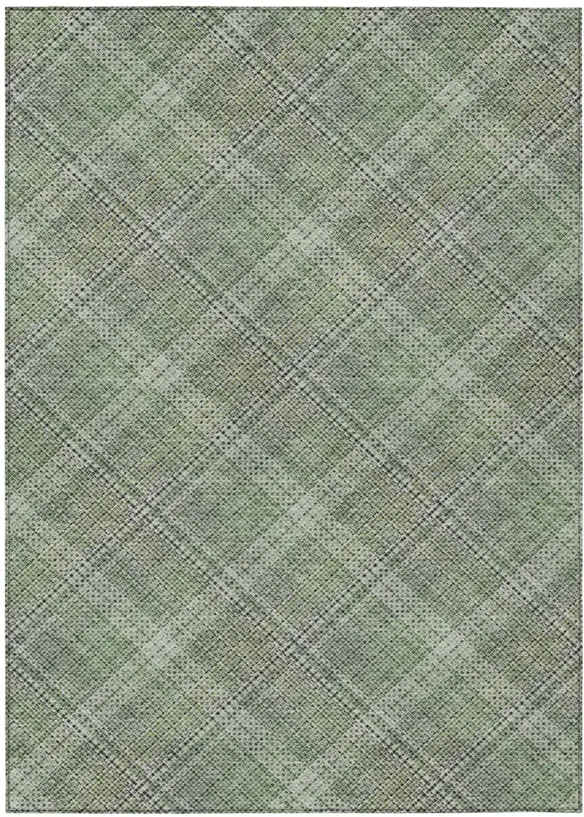 Green And Beige Plaid Washable Indoor Outdoor Area Rug Photo 3