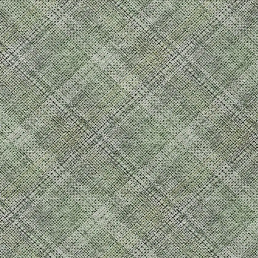 Green And Beige Plaid Washable Indoor Outdoor Area Rug Photo 5