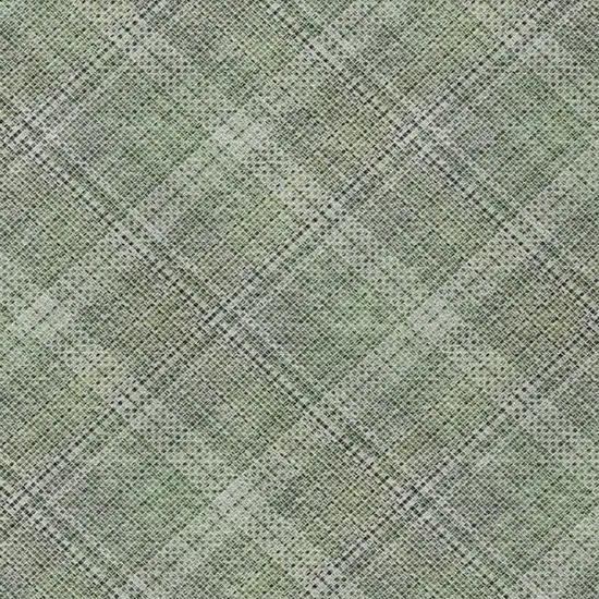Green And Beige Plaid Washable Indoor Outdoor Area Rug Photo 5