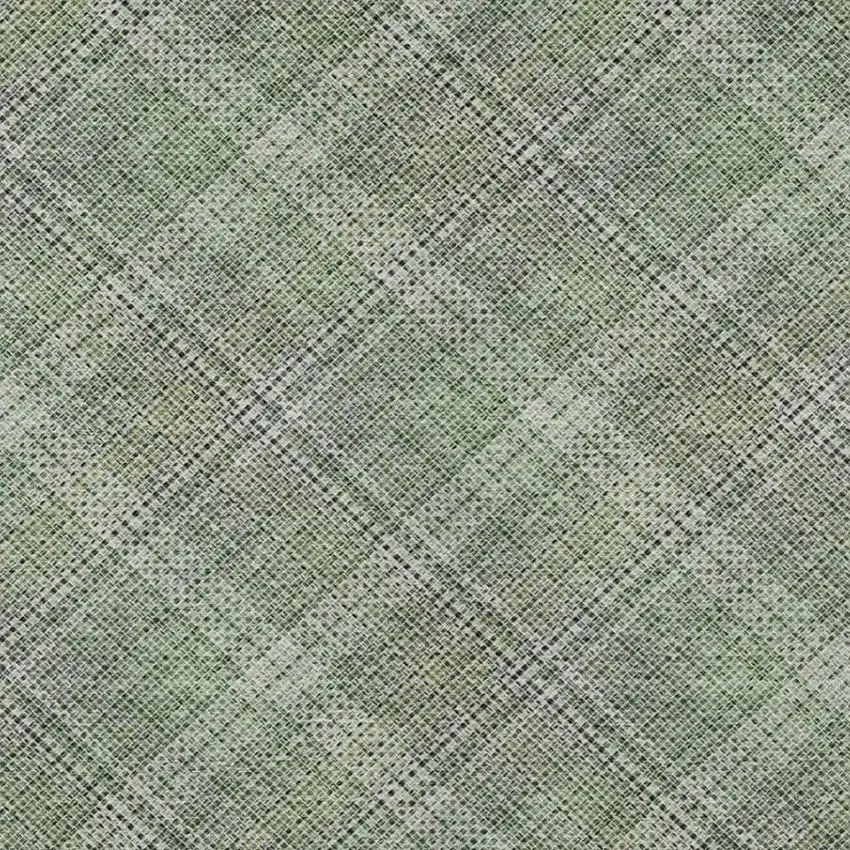 Green And Beige Plaid Washable Indoor Outdoor Area Rug Photo 1