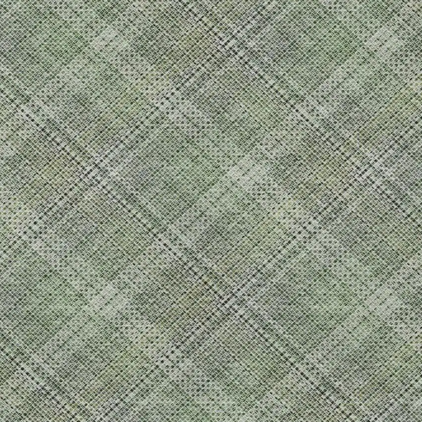 Green And Beige Plaid Washable Indoor Outdoor Area Rug Photo 9