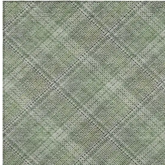 Green And Beige Plaid Washable Indoor Outdoor Area Rug Photo 4