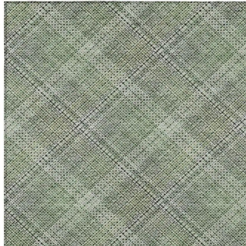 Green And Beige Plaid Washable Indoor Outdoor Area Rug Photo 4