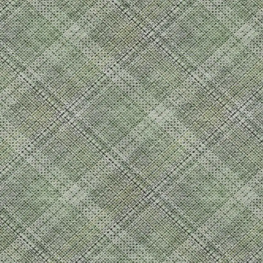 Green And Beige Plaid Washable Indoor Outdoor Area Rug Photo 7