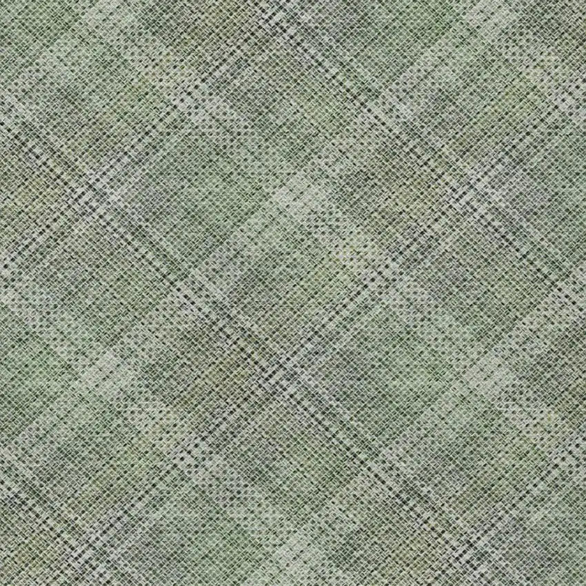 Green And Beige Plaid Washable Indoor Outdoor Area Rug Photo 6