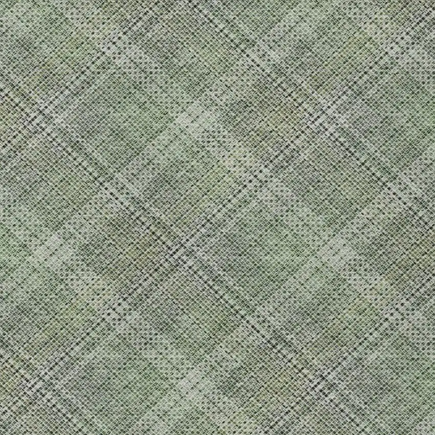 Green And Beige Plaid Washable Indoor Outdoor Area Rug Photo 8