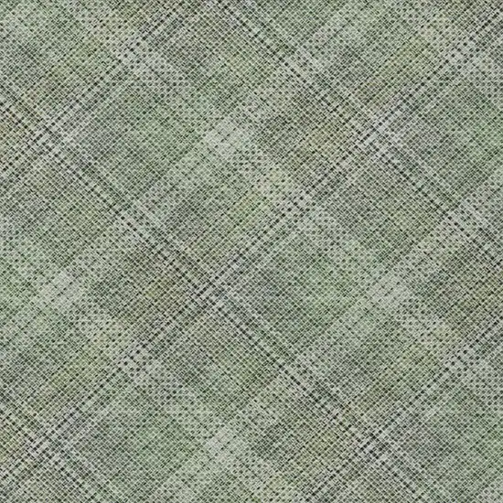 Green And Beige Plaid Washable Indoor Outdoor Area Rug Photo 8